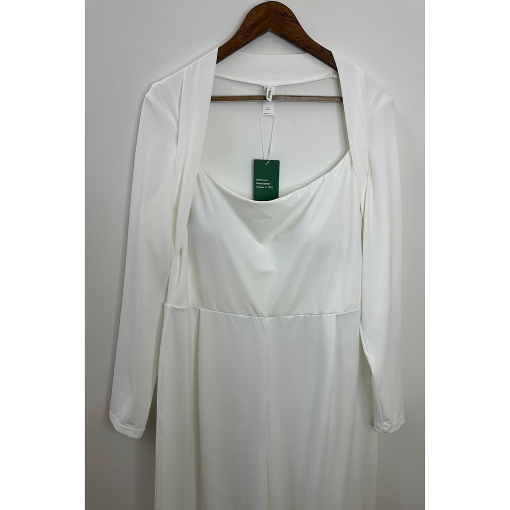 Halara Long Sleeve Wide Leg Jumpsuit Off White Size XL Stretch Pull On One Piece - Picture 6 of 13